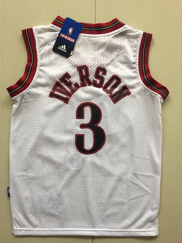 2017 NBA Philadelphia 76ers #3 Allen Iverson white kids jerseys->youth nba jersey->Youth Jersey